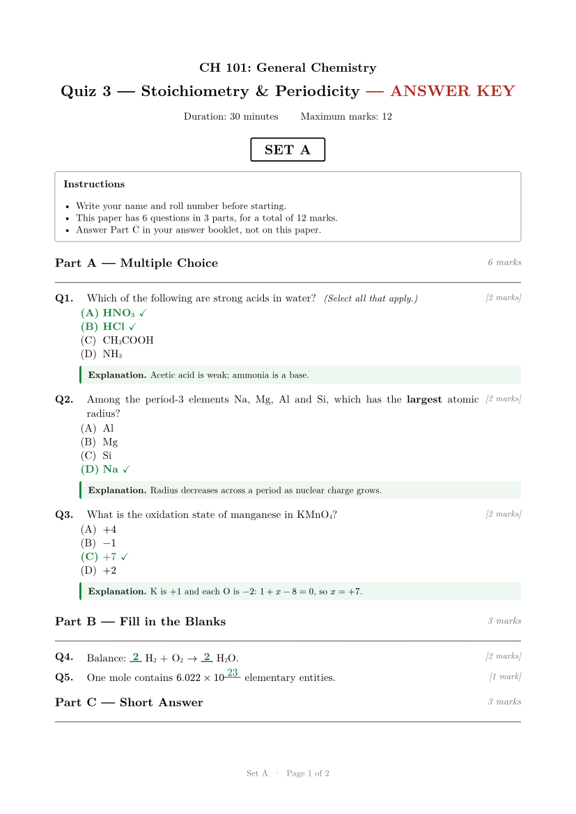 Chemistry quiz