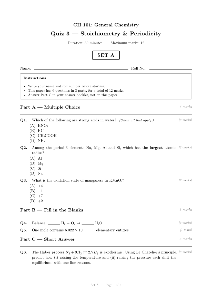 Set A, page 1