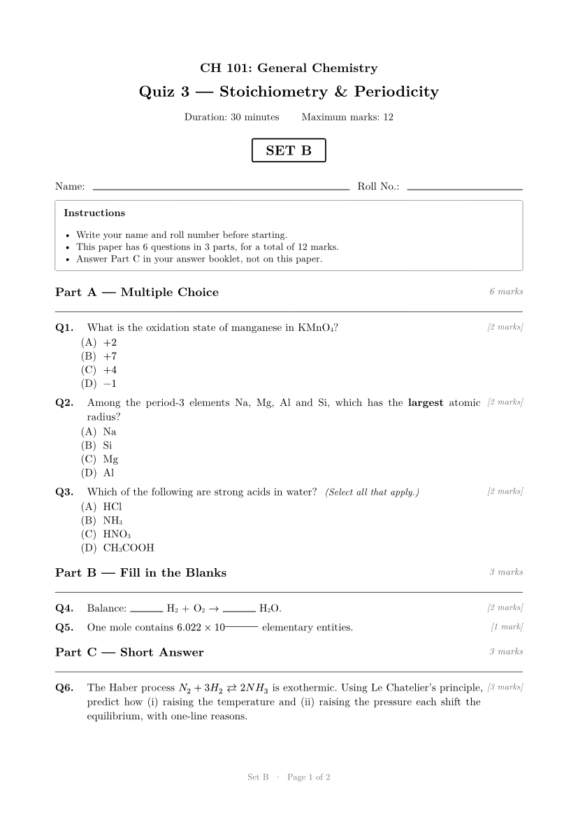 Set B, page 1
