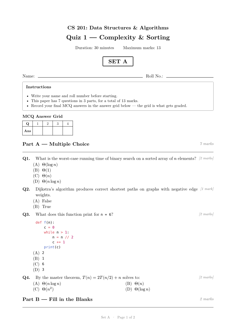 Set A, page 1