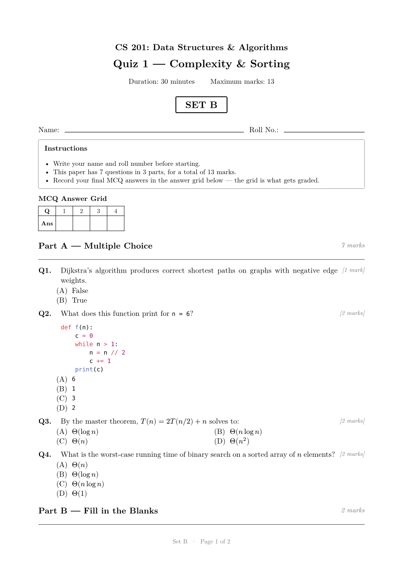 Set B, page 1