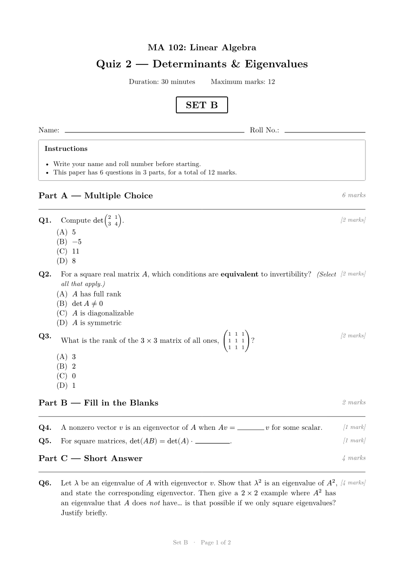 Set B, page 1